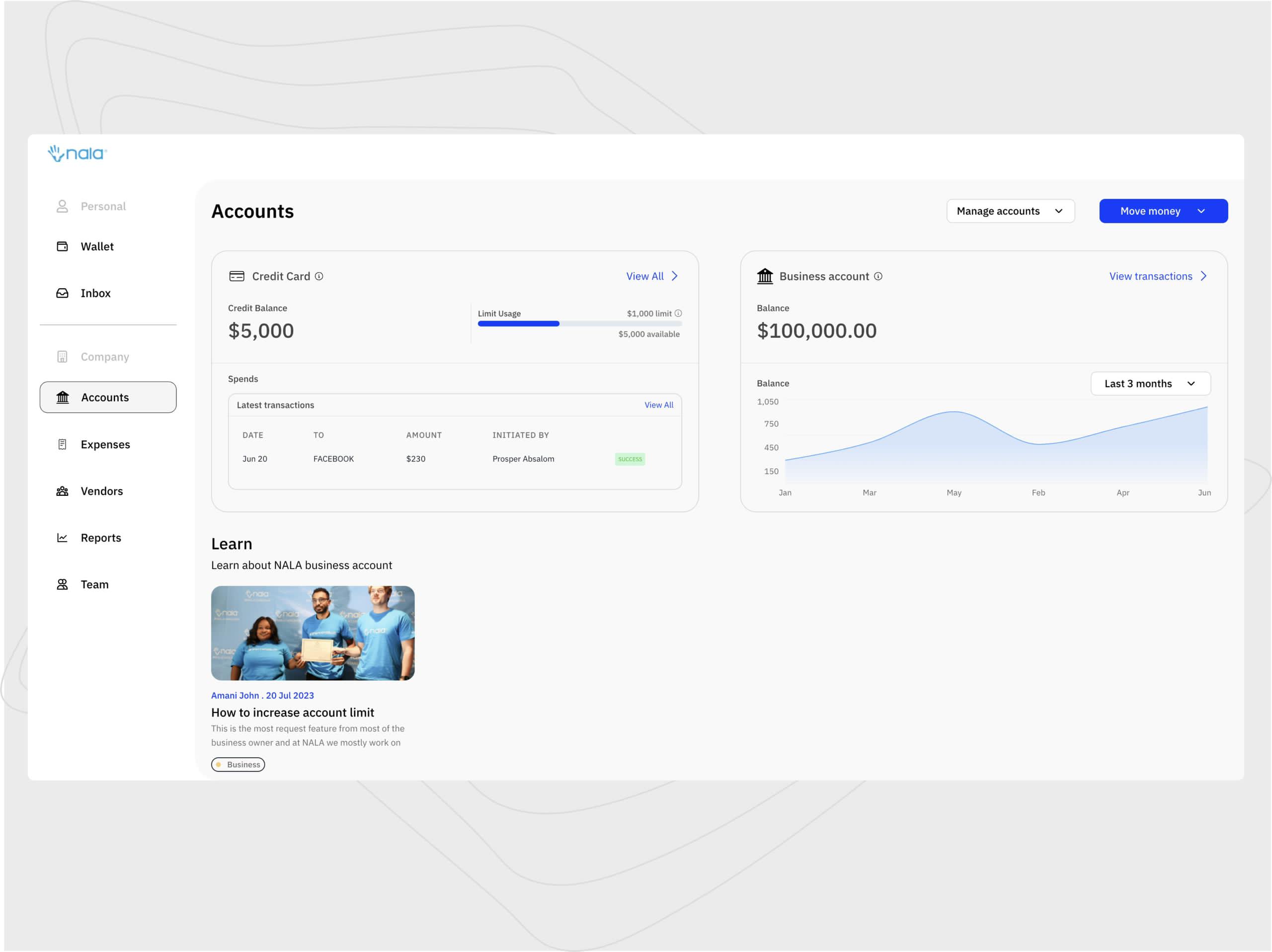 Nala Dashboard Project